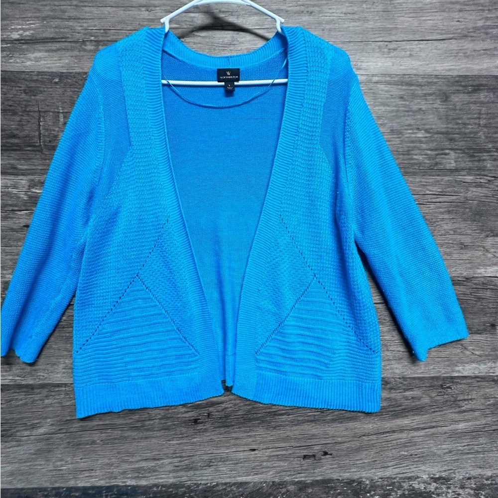 Worthington Blue Knit Cardigan Sweater
